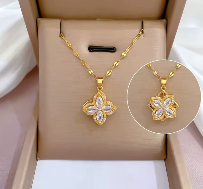 🌸✨ Collar Flor Giratoria (Spinner) – Colgante Spinner Dorado | SKU: AZ008 ✨🌸