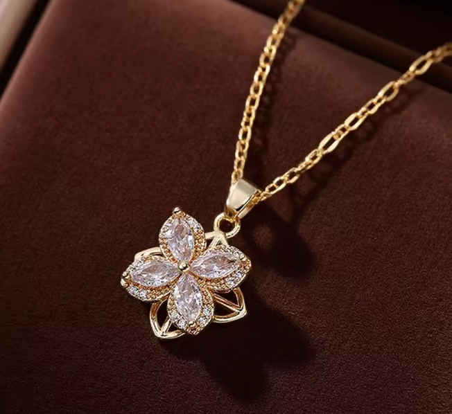 🌸✨ Collar Flor Giratoria (Spinner) – Colgante Spinner Dorado | SKU: AZ008 ✨🌸