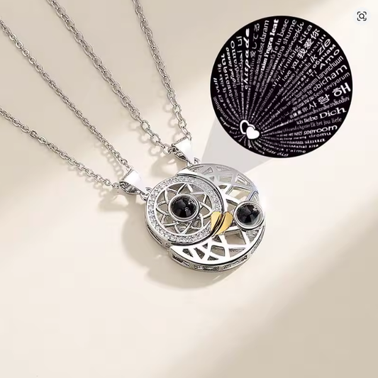 ✨🌙☀️ Collar Sol y Luna “Te Amo” en 100 Idiomas (Pareja) – CV1025