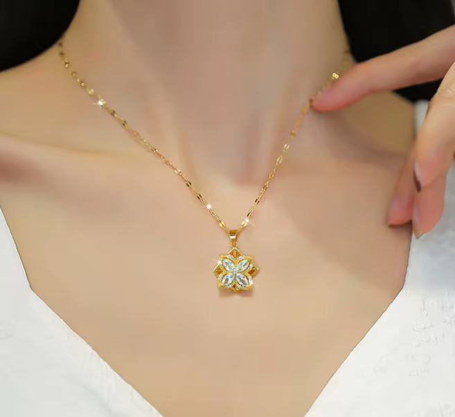 🌸✨ Collar Flor Giratoria (Spinner) – Colgante Spinner Dorado | SKU: AZ008 ✨🌸
